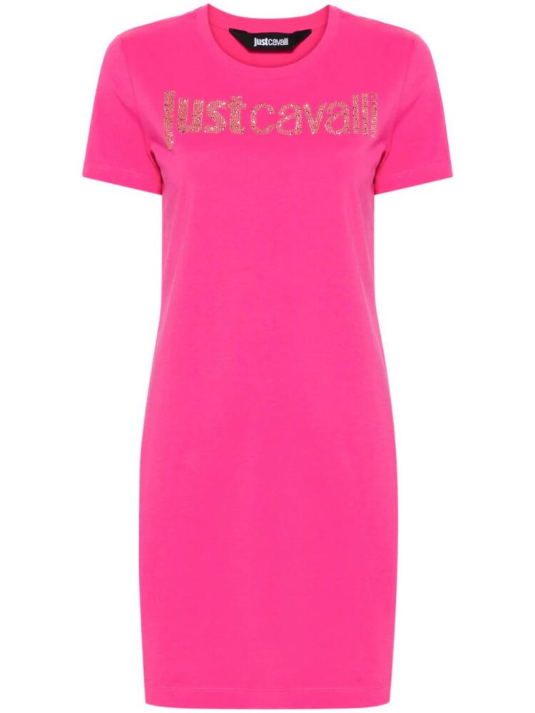 Just Cavalli logo-embellished cotton shirt dress - Pink Cover