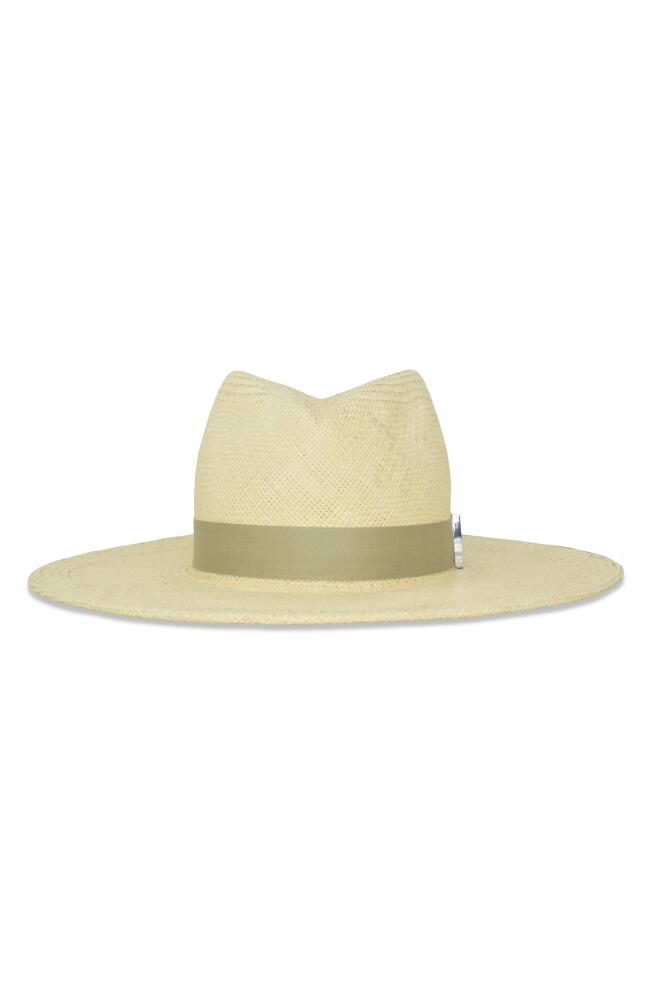 Gigi Burris Millinery Jeanne Straw Fedora in Natural/Sage Cover