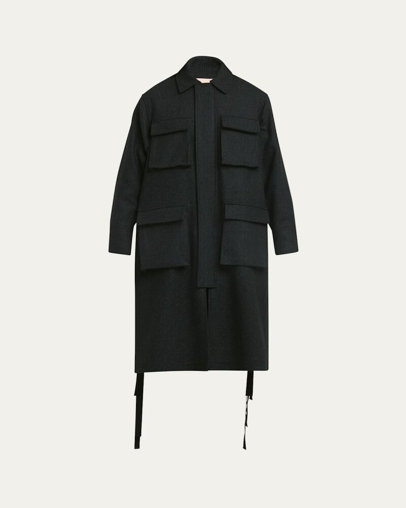 Plan C Long Slit Patch Pocket Wool Coat Cover