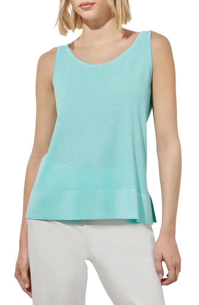 Ming Wang V-Neck Side Slit Tank in Oceanfront Cover