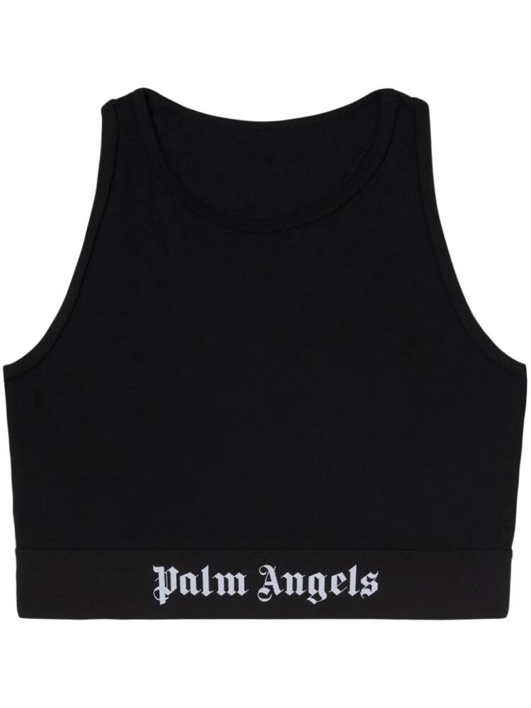 Palm Angels logo-underband crew-neck bra - Black Cover