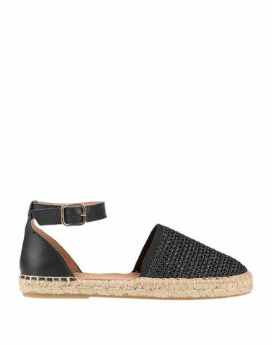 Kanna Woman Espadrilles Black Textile fibers, Leather Cover