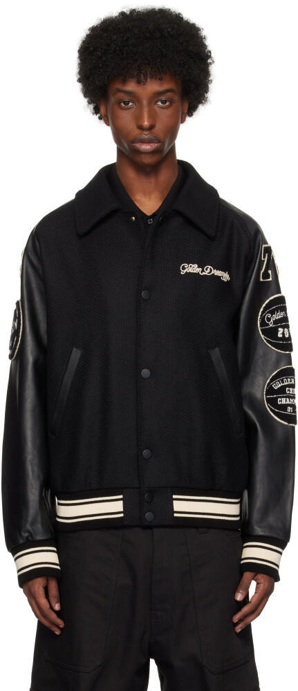 Golden Goose Black Wool Patch Bomber Jacket Cover