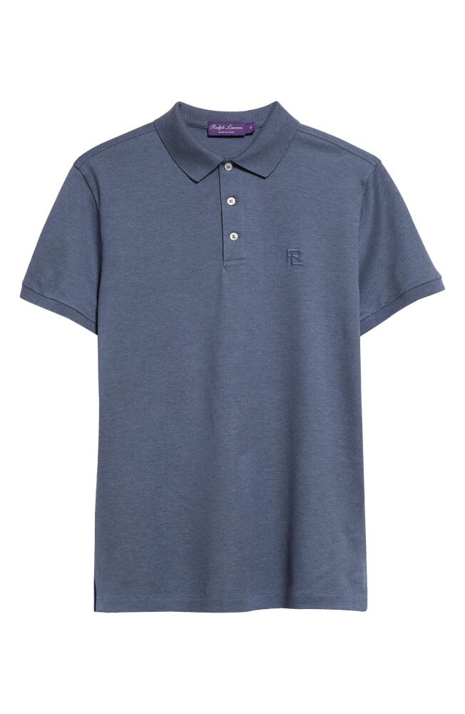 Ralph Lauren Purple Label Monogram Embroidered Polo in Supply Blue Melange Cover