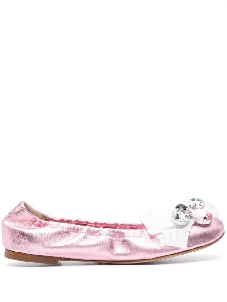 Casadei Queen Bee leather ballerina shoes - Pink Cover