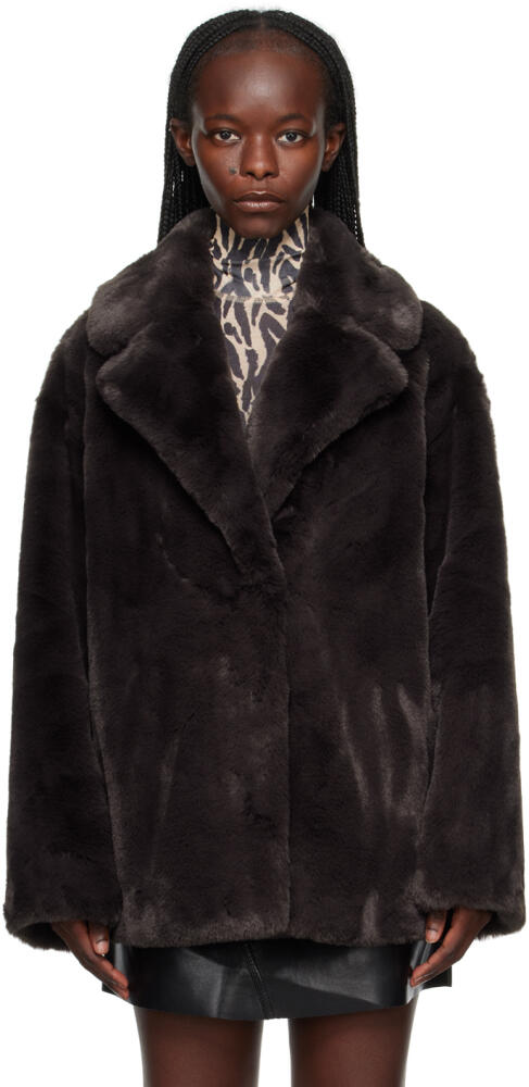 Stand Studio Brown Savannah Faux-Fur Jacket Cover