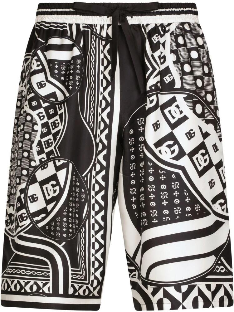 Dolce & Gabbana motif-print silk Bermuda shorts - Black Cover