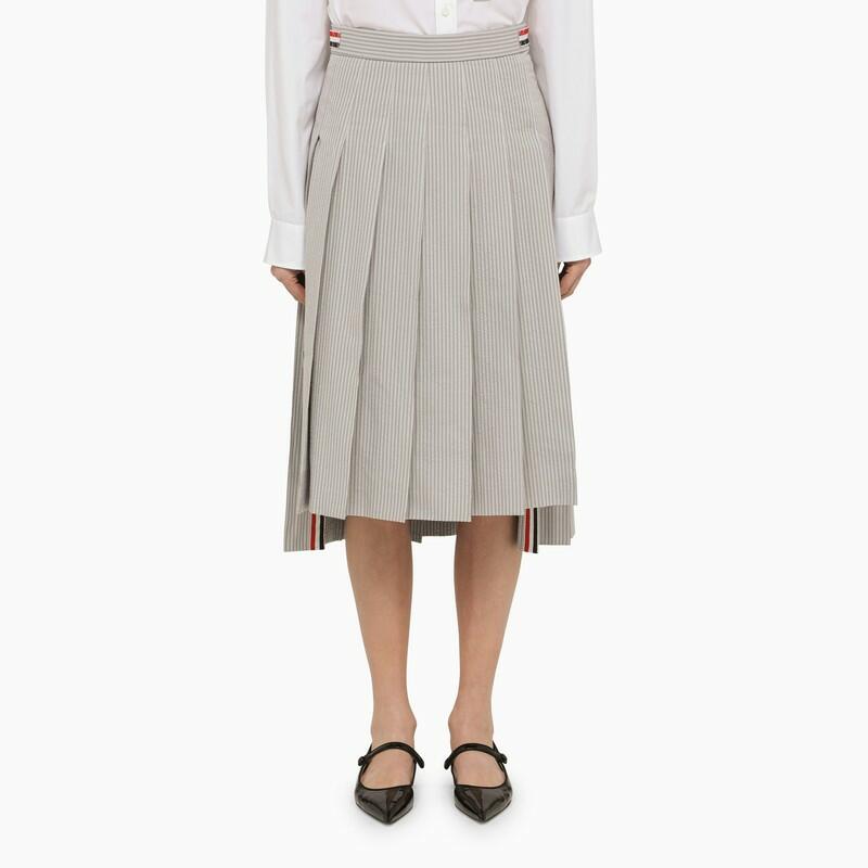 Thom Browne Grey cotton pleated midi skirt Cover