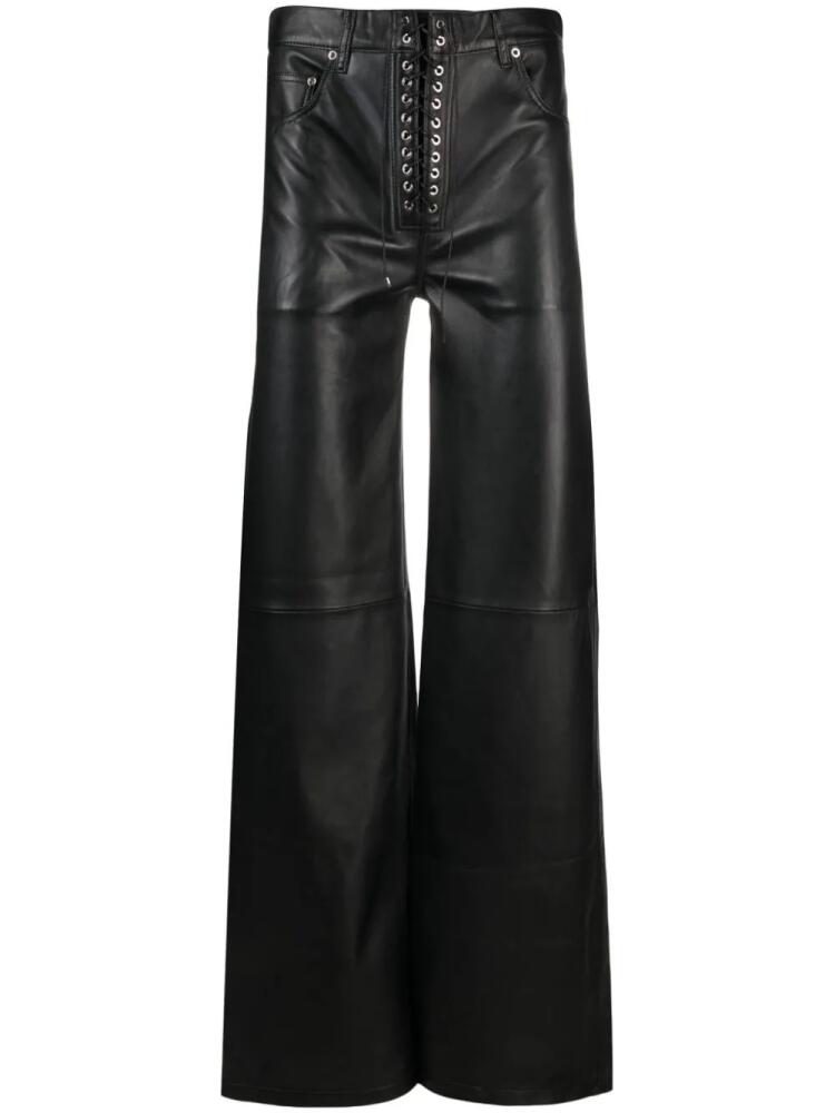 Ludovic de Saint Sernin lace-up wide-leg leather trousers - Black Cover