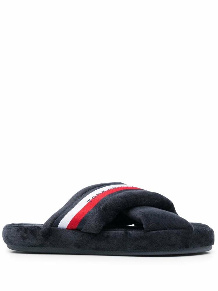 Tommy Hilfiger crossover straps faux-fur slippers - Blue Cover