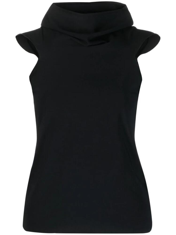 QUIRA cowl-neck short-sleeve knitted top - Black Cover