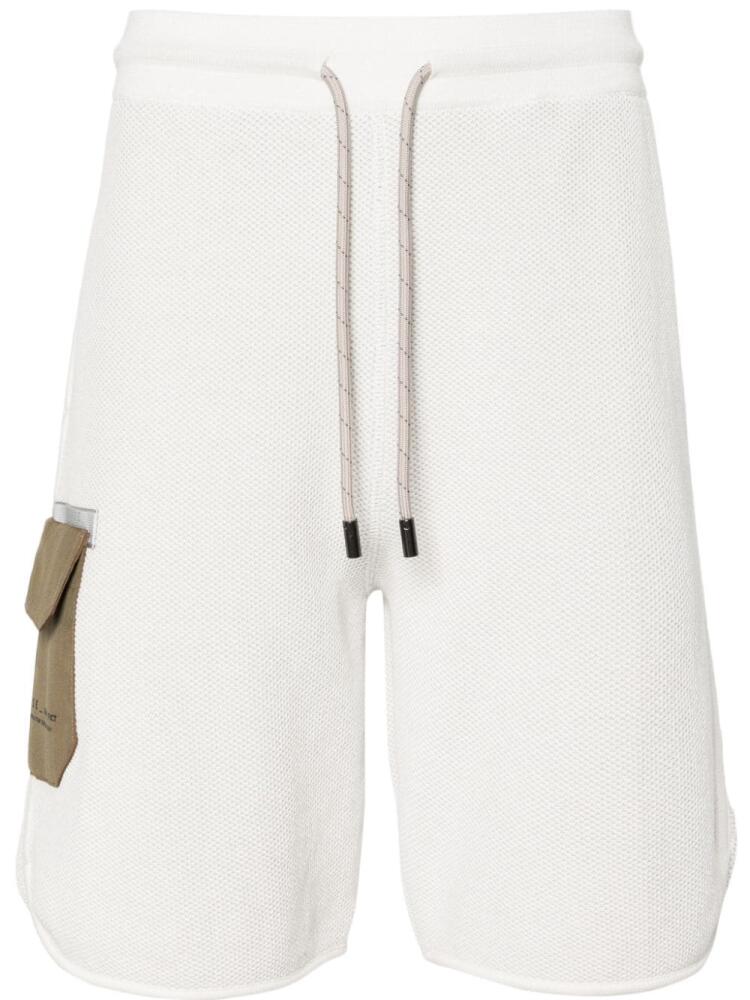 Sease contrasting-pocket 3D-knit track shorts - White Cover