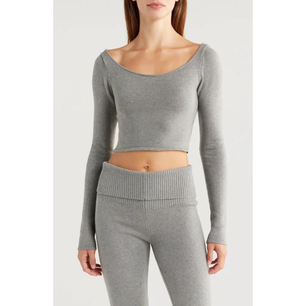 Florence by Mills Cross Back Crop Sweater in Heather Grey Cover