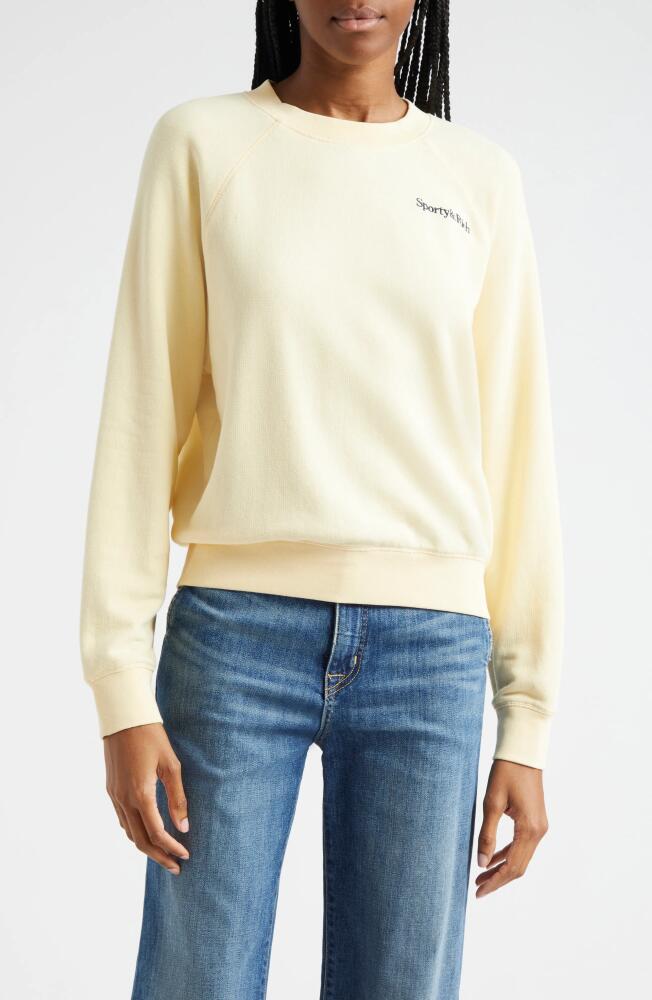 Sporty & Rich Embroidered Logo Cotton Graphic Sweatshirt in Almond Cover