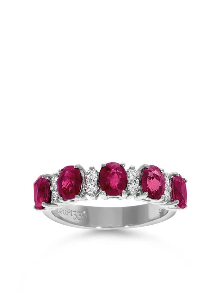 LEO PIZZO 18kt white gold diamond ruby Eternity band ring - Silver Cover