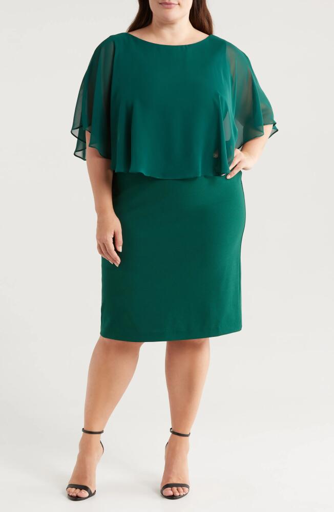 Connected Apparel Cape Sleeve A-Line Dress in Hunter Cover