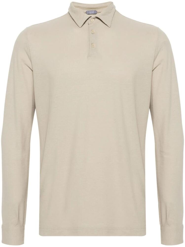 Zanone long-sleeve cotton polo shirt - Brown Cover