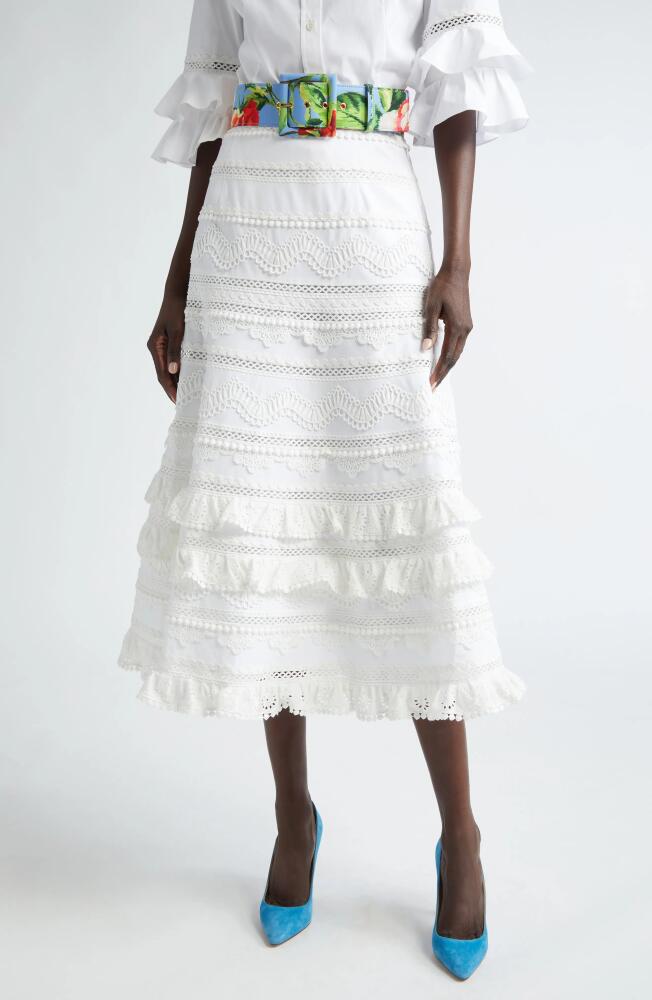 Carolina Herrera Tiered Eyelet & Lace Maxi Skirt in White Cover