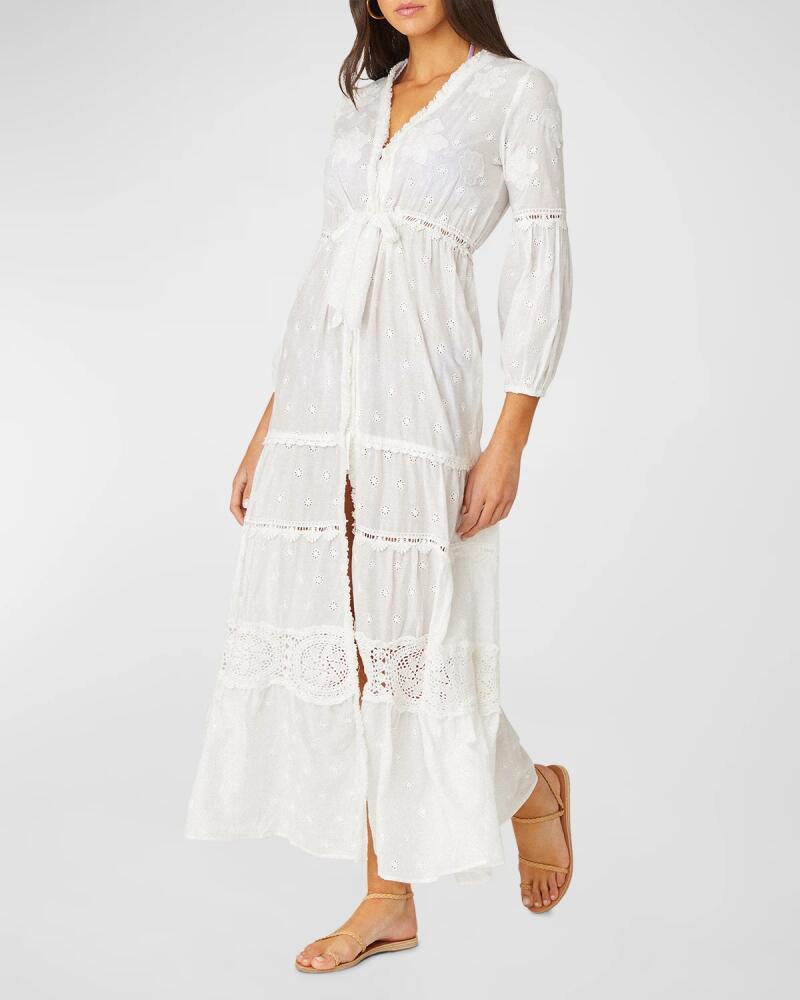 Shoshanna Santorini Embroidered Maxi Shirtdress Cover