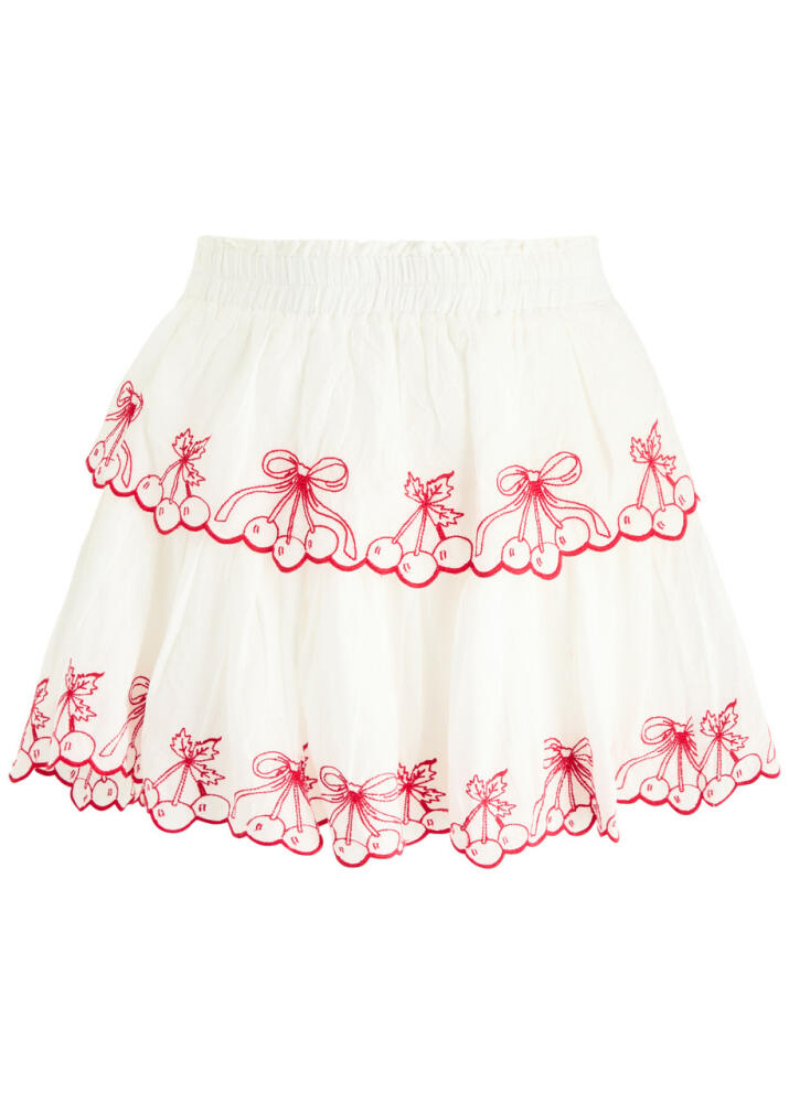 Loveshackfancy Amparo Embroidered Cotton Mini Skirt - White Cover