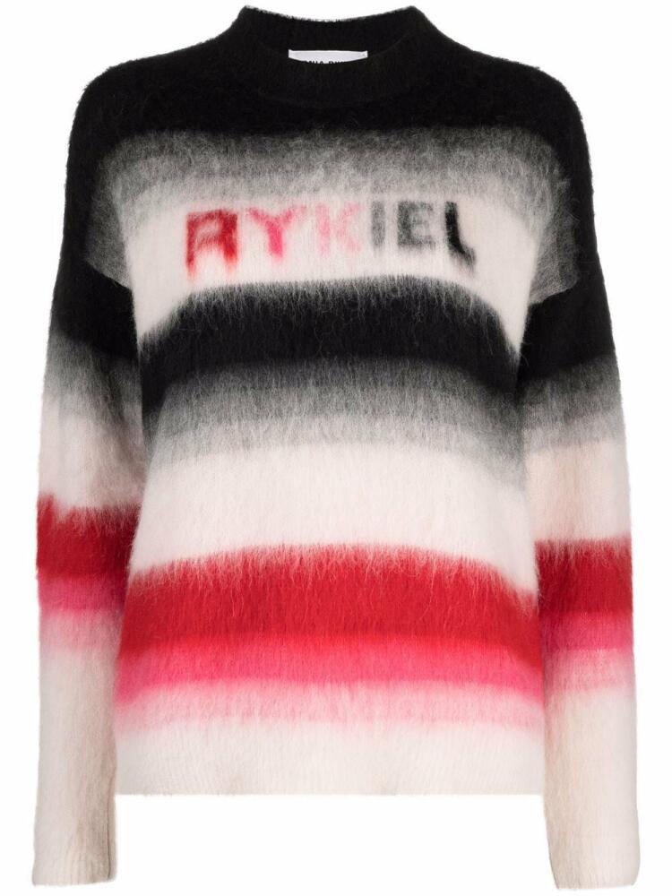 Sonia Rykiel logo-print striped knitted jumper - Black Cover