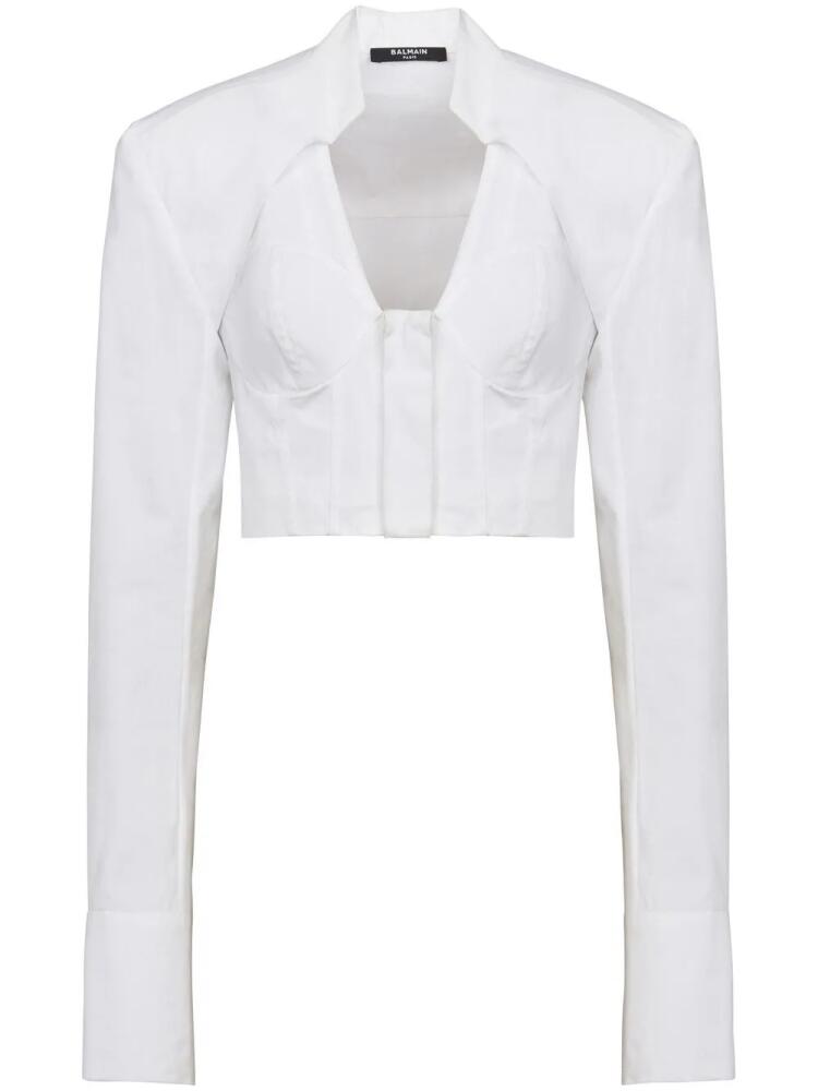 Balmain cropped cotton blouse - White Cover