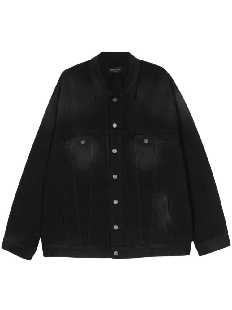 Balenciaga logo-print denim jacket - Black Cover