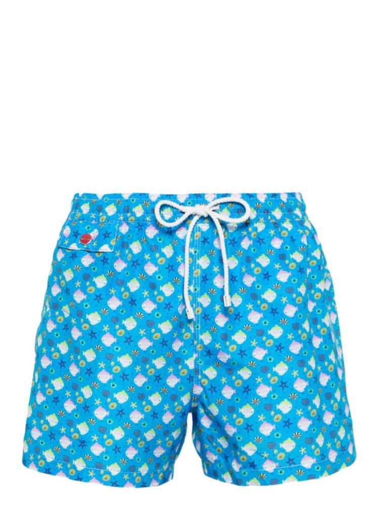 Kiton graphic-print swim shorts - Blue Cover