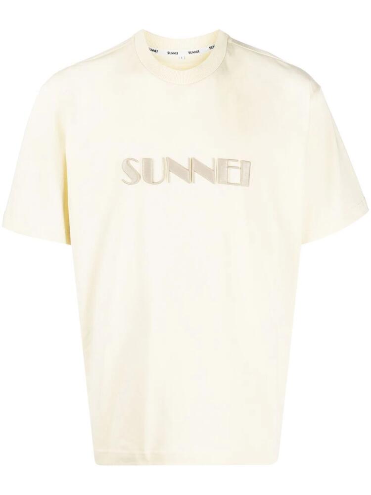 Sunnei embroidered-logo cotton T-Shirt - Neutrals Cover