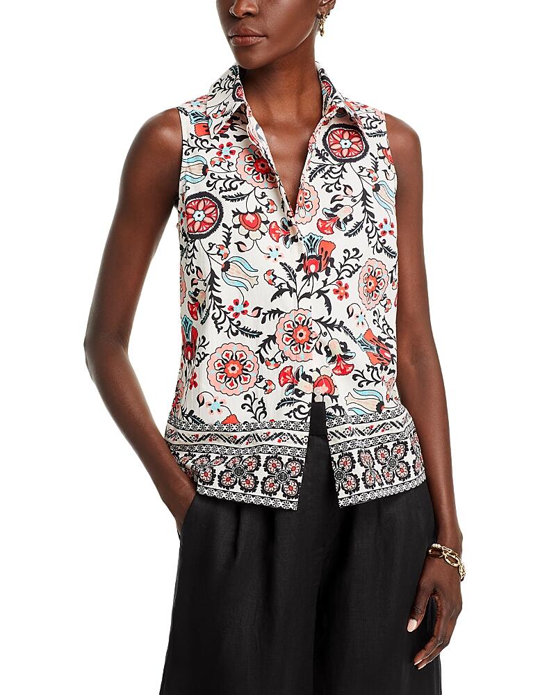 T Tahari Printed Button Down Blouse Cover