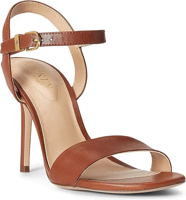 Lauren Ralph Lauren Gwen Leather Sandal (Deep Saddle Tan) Women's Wedge Shoes Cover