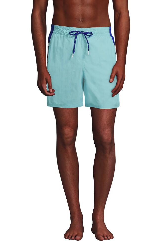 Lands' End 7" Volley Swim Trunks in River Mist Colorblock Cover