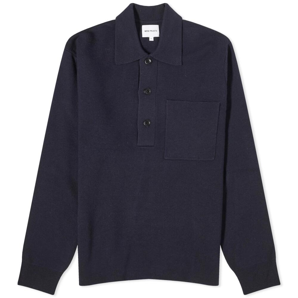 Norse Projects Men's Kian Merino Cotton Milano Polo Shirt in Dark Navy Cover