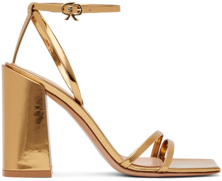 Gianvito Rossi Gold Metallic Heeled Sandals Cover