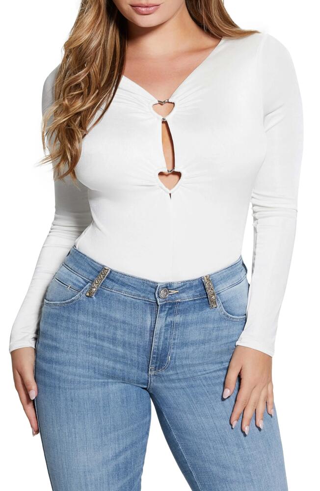 GUESS Allura Cutout Long Sleeve Bodysuit in White Cover