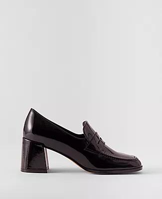 Ann Taylor Patent Leather Block Heel Loafer Pumps Cover