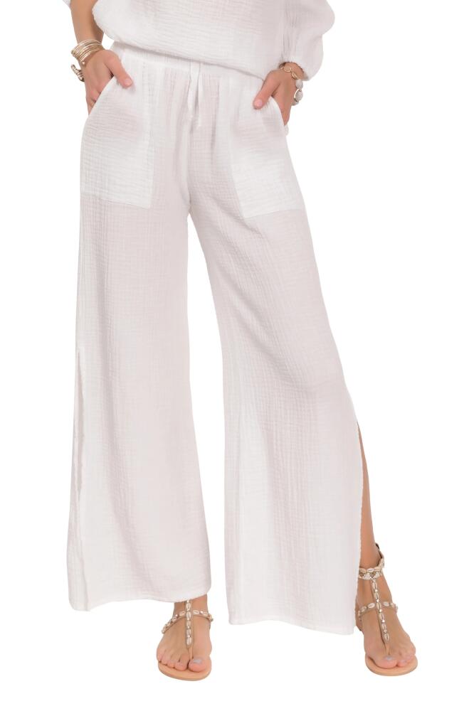 Everyday Ritual Riley Gauze Split Hem Pants in White Cover