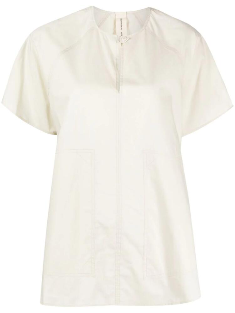 Lee Mathews split-neck cotton blouse - Neutrals Cover