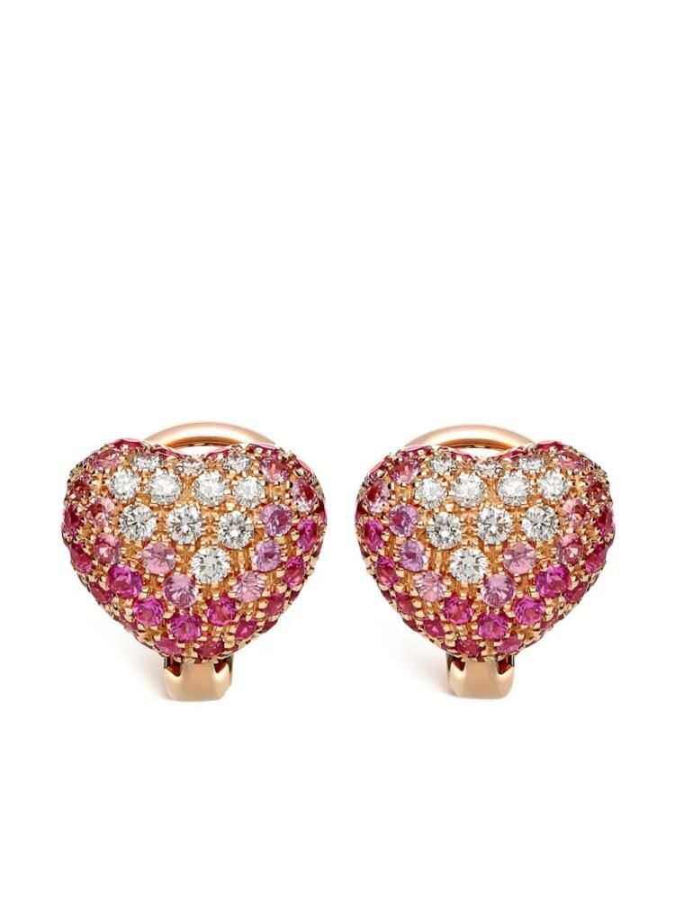 LEO PIZZO 18kt rose gold diamond pink shaded sapphire Amore earrings Cover