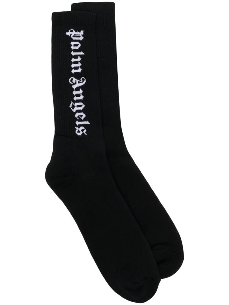 Palm Angels intarsia-knit logo socks - Black Cover