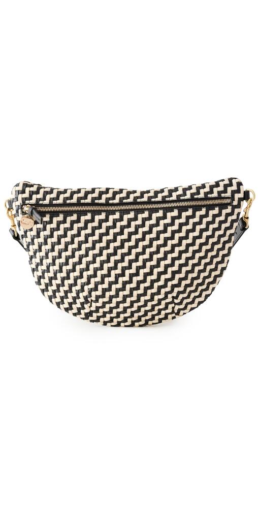 Clare V. Grande Fanny Bag Black & Cream Woven Zig-Zag Cover