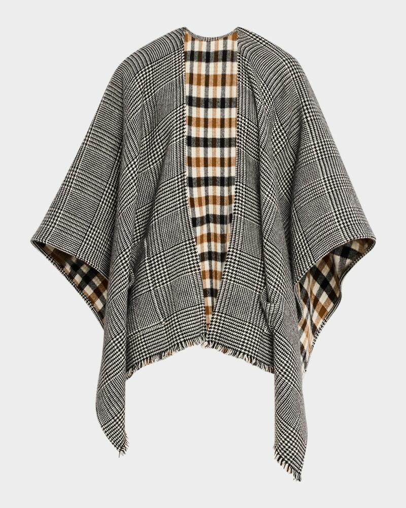 Alonpi Glen Check Cashmere Cape with Pockets Cover