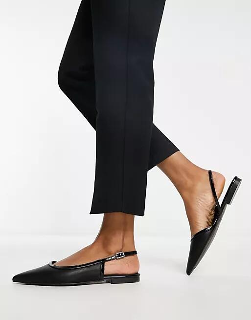 ASOS DESIGN Lane slingback ballet flats in black Cover