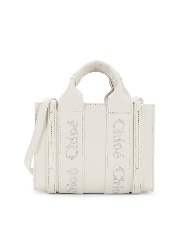 Chloé Women's Woody Leather Top Handle Bag - White Cover