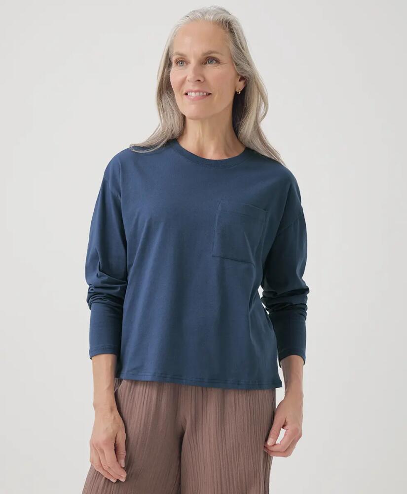 Pact Organic Cotton Softspun Long Sleeve Pocket Tee in French Navy Cover