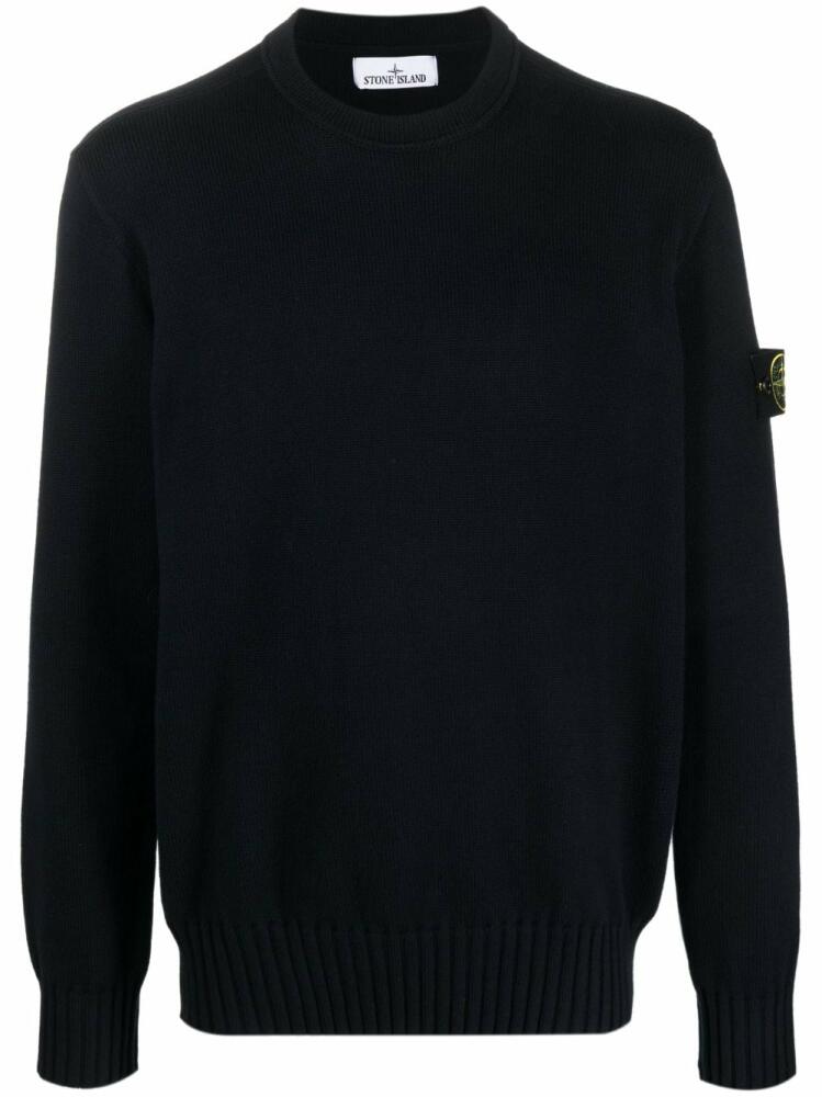 Stone Island Compass-motif cotton-blend jumper - Blue Cover