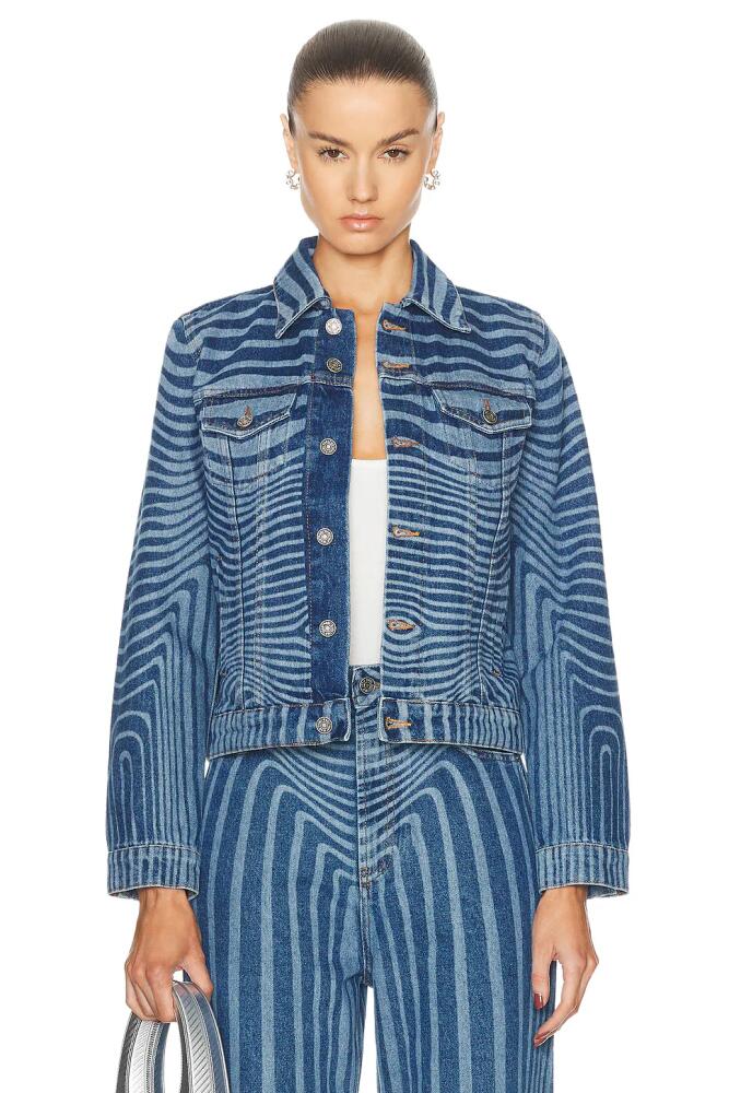 Jean Paul Gaultier Body Morphing Laser Print Denim Jacket in Blue Cover