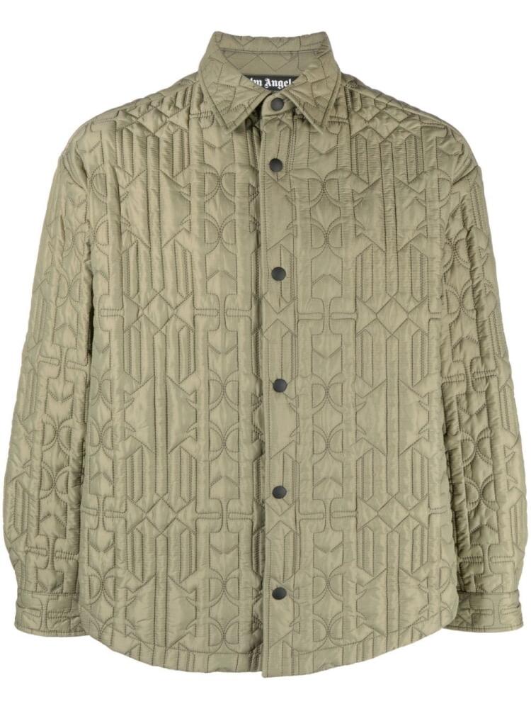 Palm Angels monogram quilted shirt jacket - Green Cover