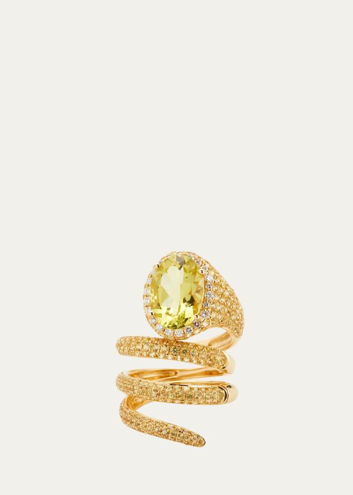 Stefere Yellow Gold Yellow Sapphire and Lemon Quartz Convertible Ring with Diamond Halo, Size 7 Cover