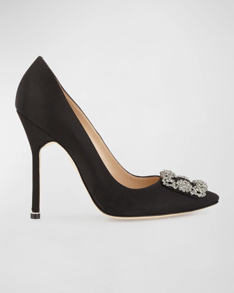 Manolo Blahnik Hangisi 115mm Satin Crystal-Toe Pump Cover